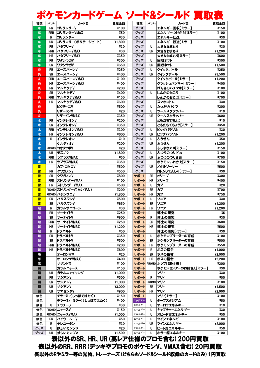 5 17更新 ポケモンカード剣盾 ソード シールド 買取価格 札幌店の店舗ブログ カードラボ