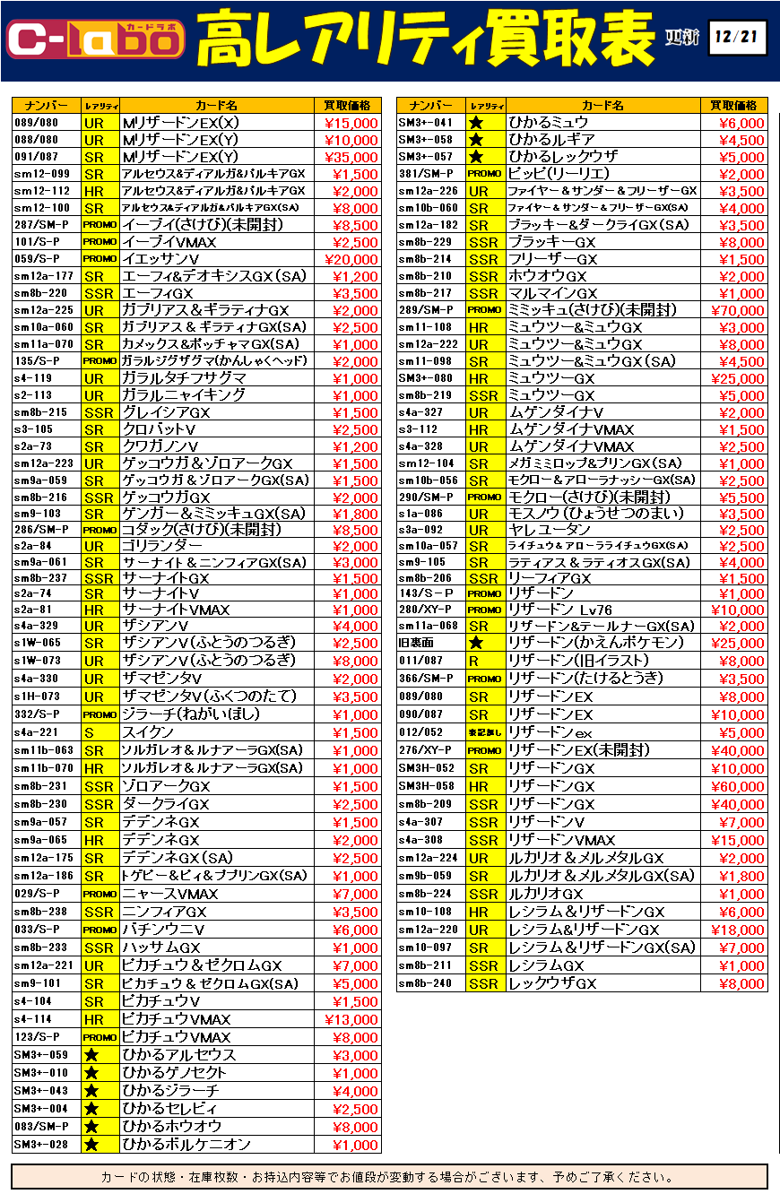 ポケモンカード高額系買取強化 ポケモンカード マルイ海老名店の店舗ブログ カードラボ