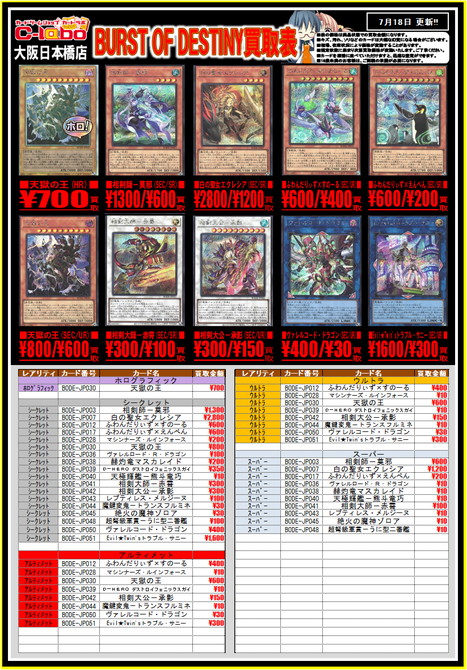 遊戯王】買取表、更新しております！ 全体買取表と最新弾の買取表出て