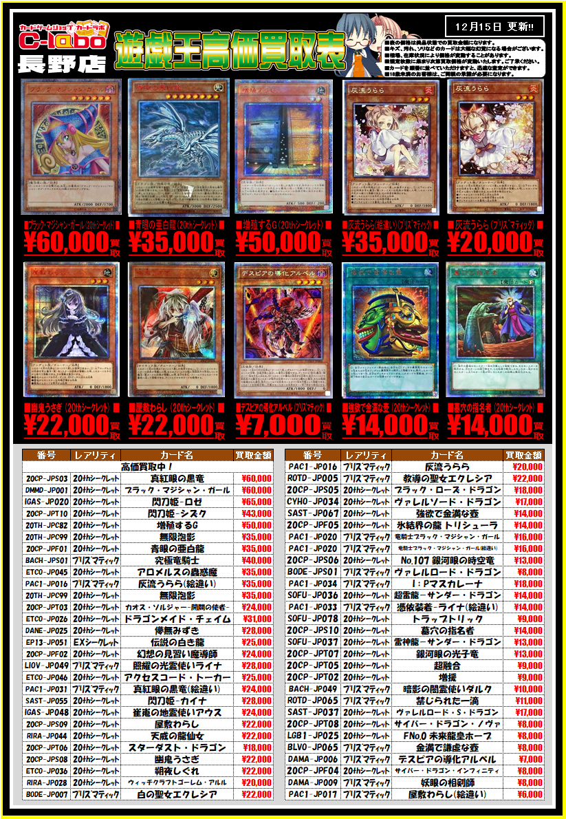 遊戯王買取情報】20th&プリズマ ~絵違いうらら35,000円買取他~ / 長野 ...