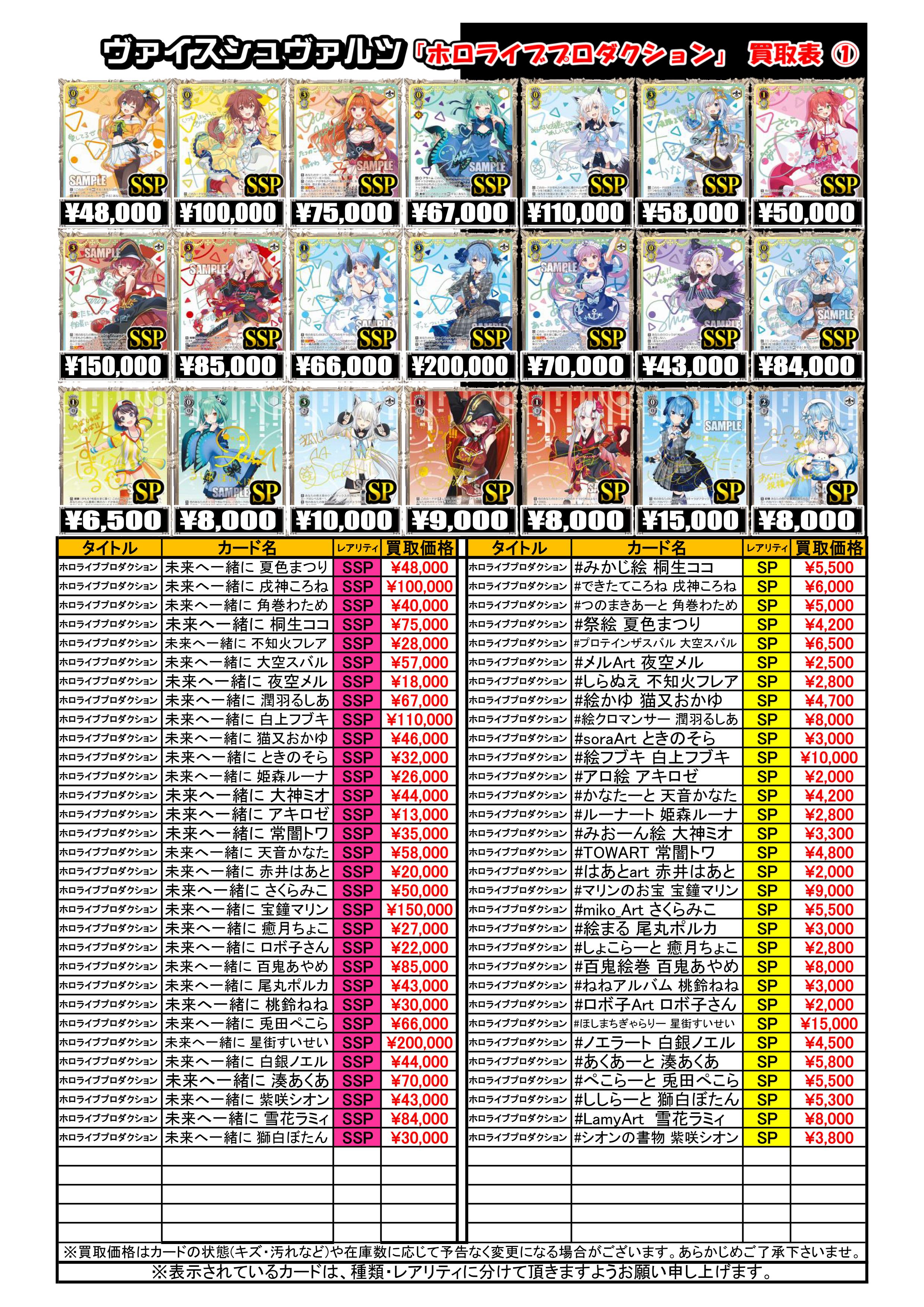 在庫確認要】【バラ売り可】ヴァイスシュヴァルツ ホロライブ SR